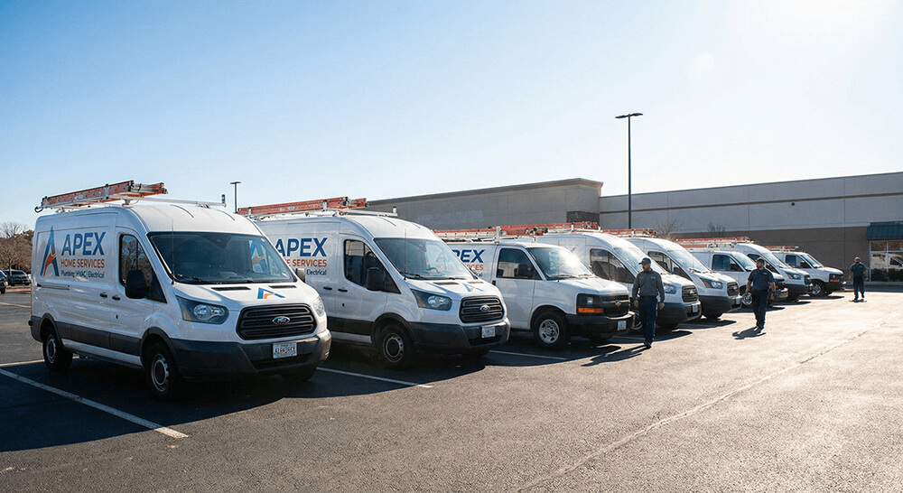 Fleet of branded service trucks